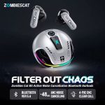 ZOMBIES CAT Active Noise Cancelling Earbuds Wireless Bluetooth 5.4 Ear Buds Noise Cancelling Earphones 60H Playback RGB Light Ear Buds for Android iOS