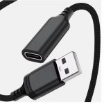 PIVA 1m USB extension Cable for USB-C headphones & Earphones Use with PC and other USB-A ports (Black)